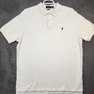 Polo Ralph Lauren Polo Shirt Mens 2XL White Classic Fit Embroidered Pony Logo
